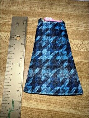 Barbie Blue Houndstooth Doll Dress - Coquette Girl Style, Very Good Condition